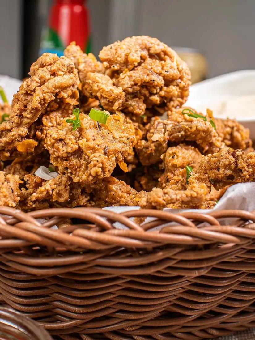 Seasoned oyster mushrooms prepared in the kitchen